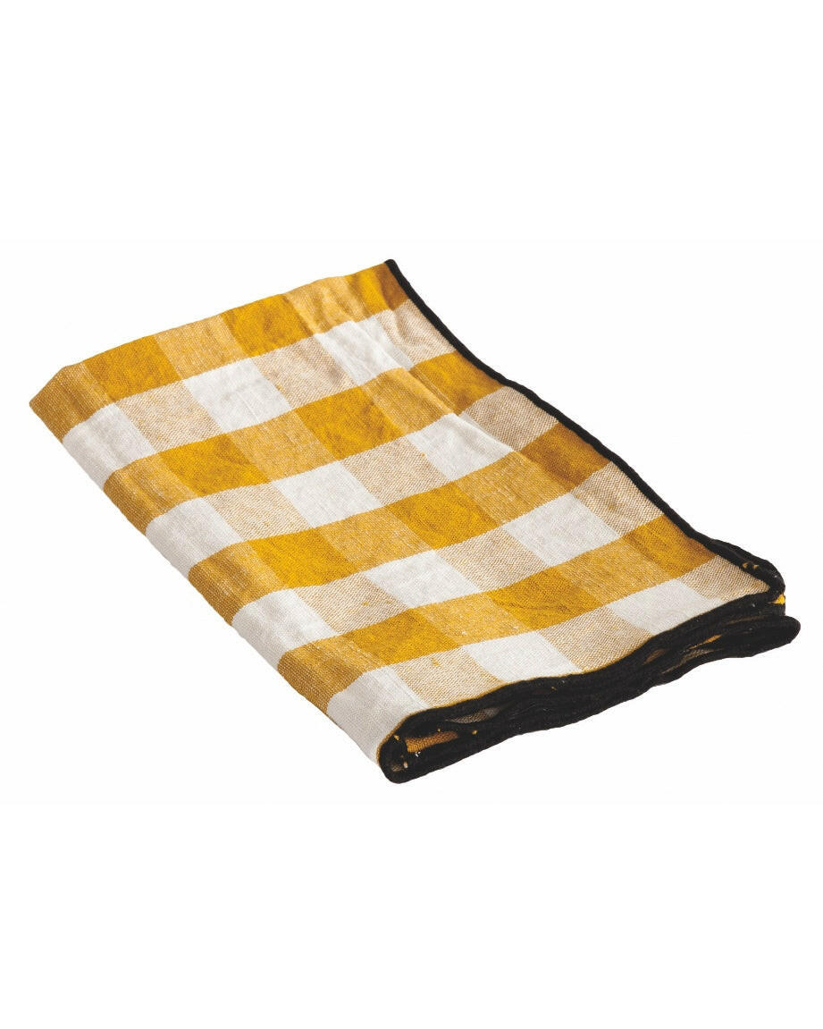 Serviette Bourdon Toile Mimi Vichy Ocre, Maison de Vacances