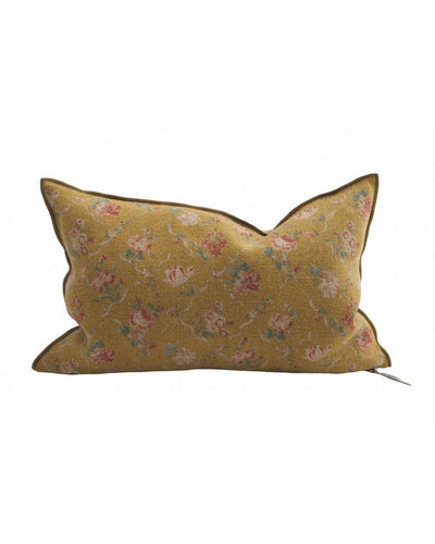 Coussin Vice Versa en toile Lin Wabi-Sabi Jardin Secret, Ocre, Maison de Vacances