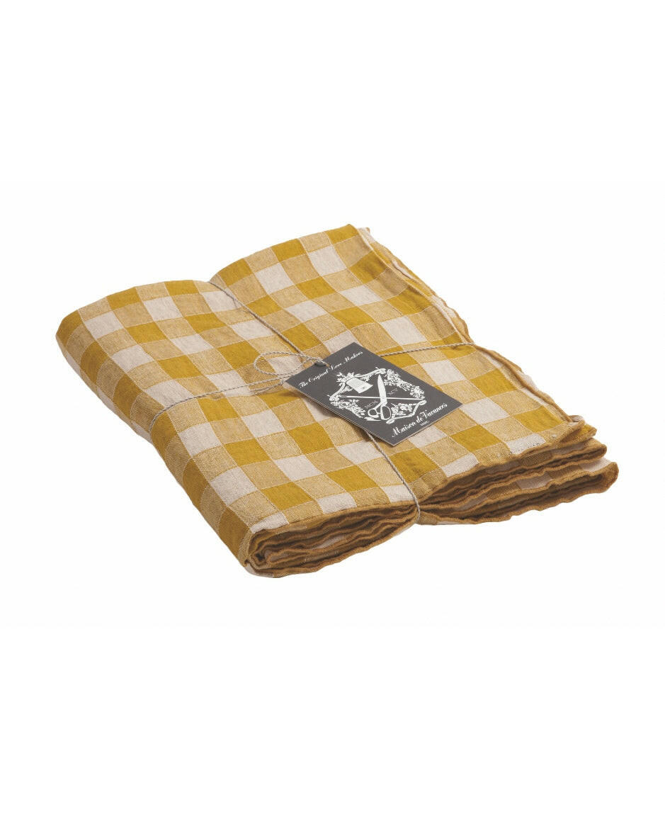 Nappe Bourdon Toile Vintage Vichy, Mangue, Maison de Vacances