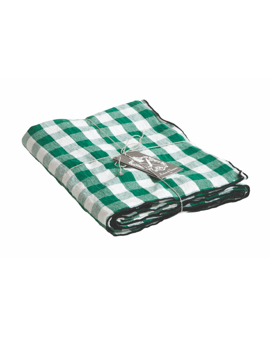 Nappe Toile Mimi Vichy Cactus / Bourdon Noir, Maison de Vacances