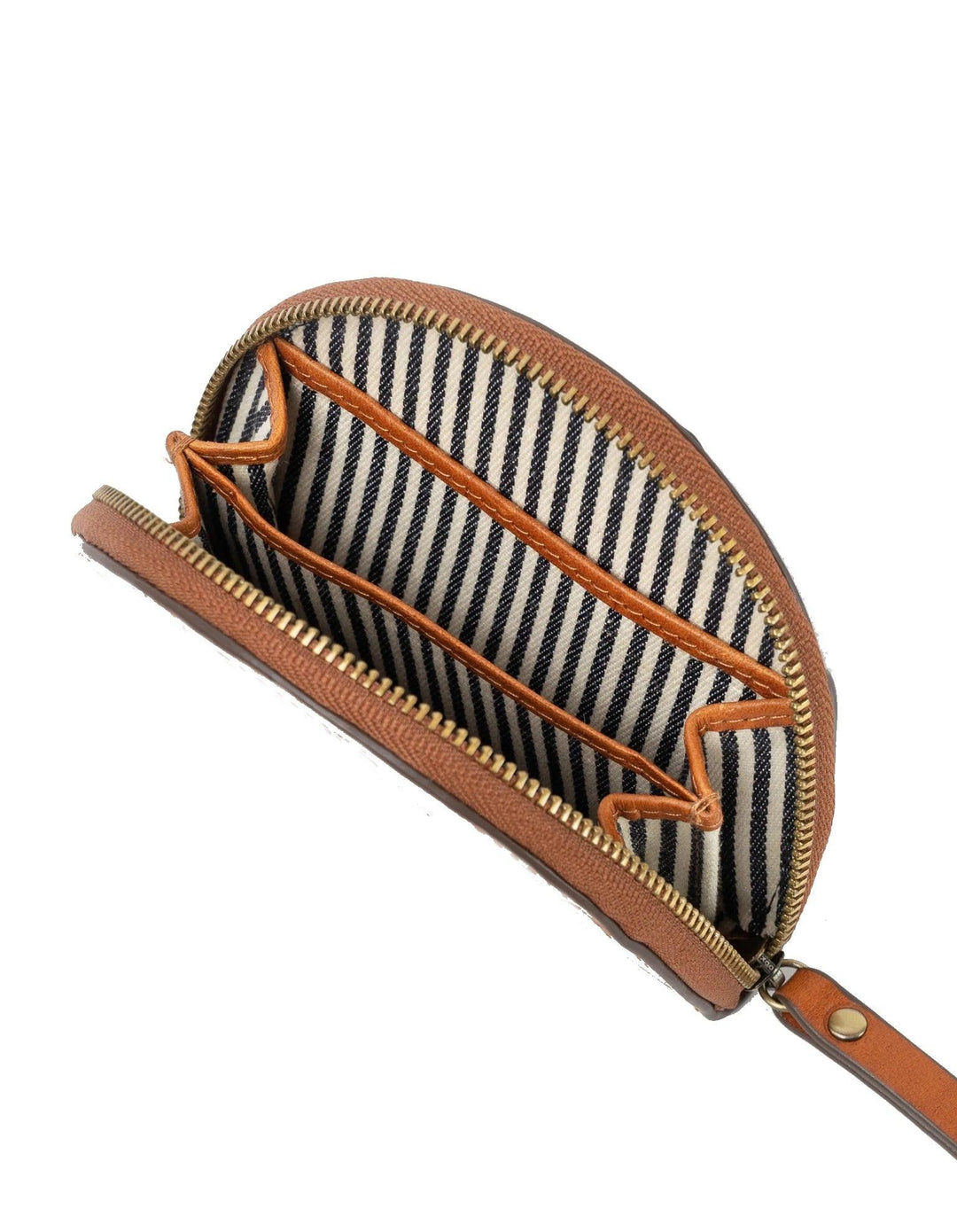 Mini portefeuille demi-lune Laura, Cognac.