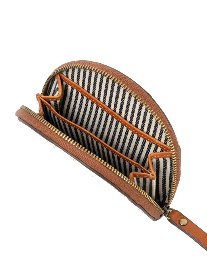 Mini portefeuille demi-lune Laura, Cognac.