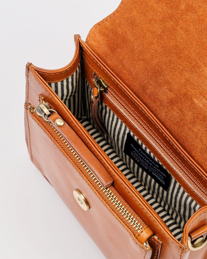 Sac mini bandoulière Harper, Cognac.