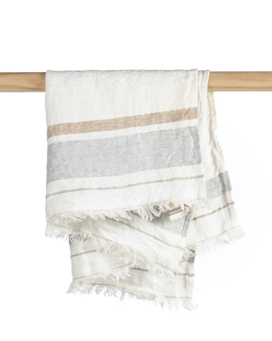 The Belgian Towel, Oyster Stripe, Libeco