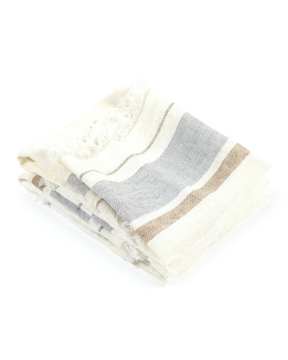 The Belgian Towel, Oyster Stripe, Libeco
