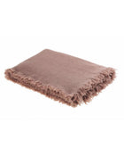 Vice Versa Fringed Throw in Washed Virgin Wool, Rose Wood