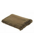 Vice Versa Fringed Throw in Washed Virgin Wool, Bronze