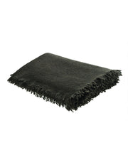 Plaid Vice Versa Frangé en Laine Vierge Lavée, Brownie, Maison de vacances