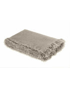 Vice Versa Fringed Throw in Washed Virgin Wool, Bark