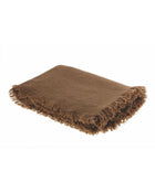 Vice Versa Fringed Throw in Washed Virgin Wool, Havana