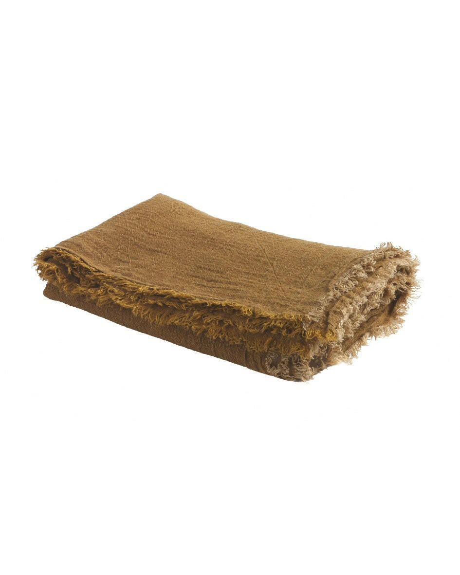 Plaid Vice Versa Crépon de Lin Lavé, Havane.