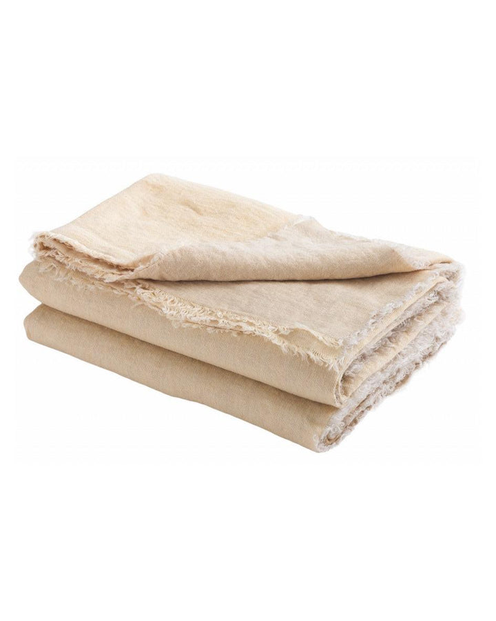 Plaid Vice Versa Frangé en Lin Lavé Froissé Butter / Givré, Maison de Vacances 