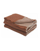 Vice Versa Fringed Throw in Washed Crinkled Linen, Chestnut / Frosted