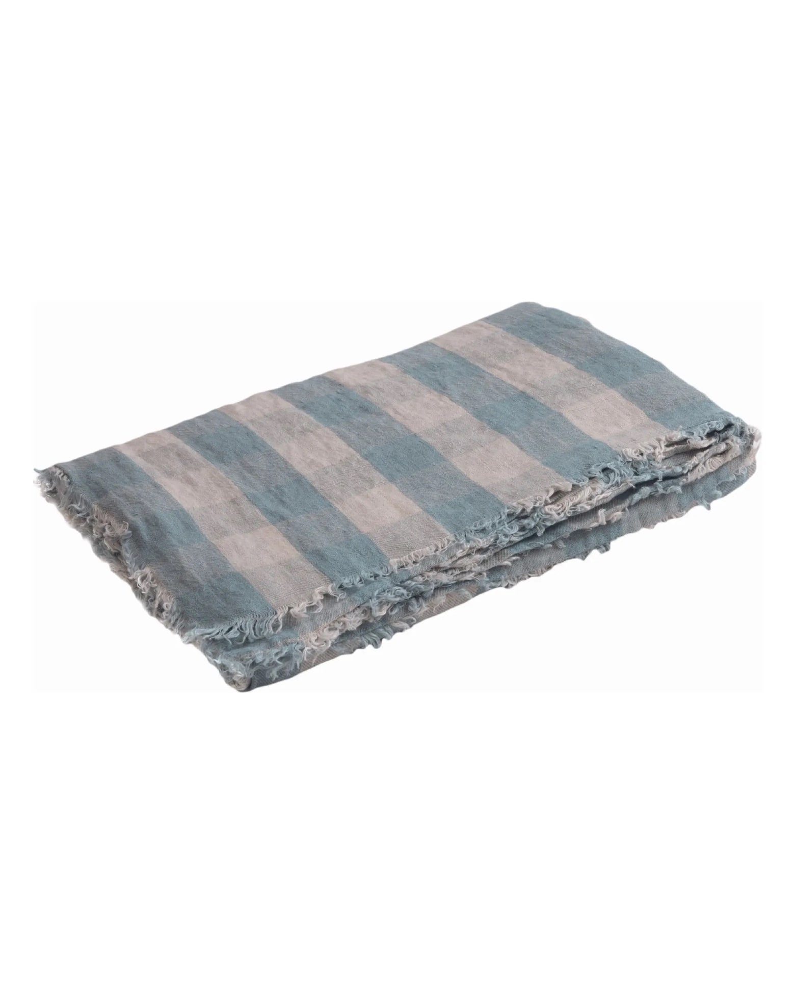 Plaid Vice Versa Frangé Lin Lavé Vichy Cottage Nuage, Maison de Vacances