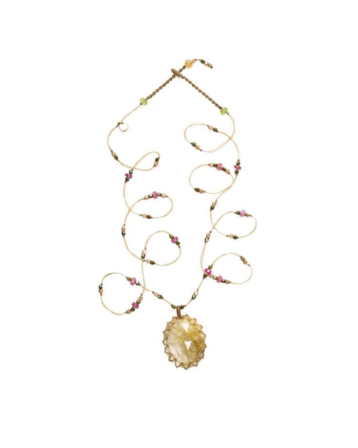 Collier Tibétain court Quartz Rutile Gold, Sharing bijoux 