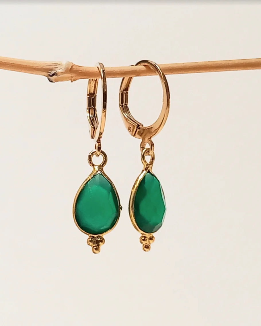 Créoles mini Talisman, Agate Verte, Fabien Ajzenberg