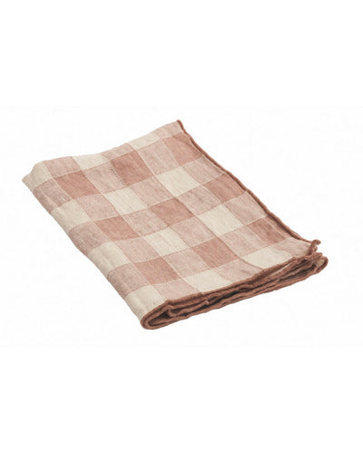 Serviette Bourdon Toile Vintage Vichy, Bois de Rose, Maison de Vacances