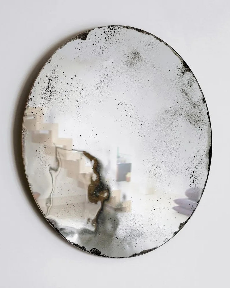 Murano glass mirror - Alice Grey ø90cm