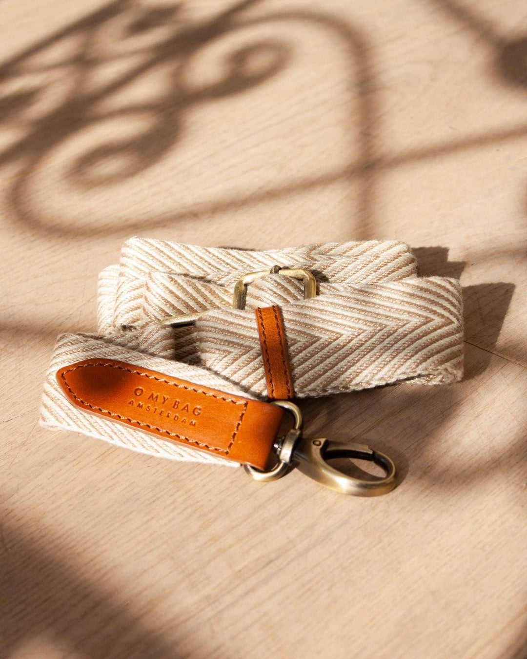 Bandoulière Sable, Cuir Cognac.