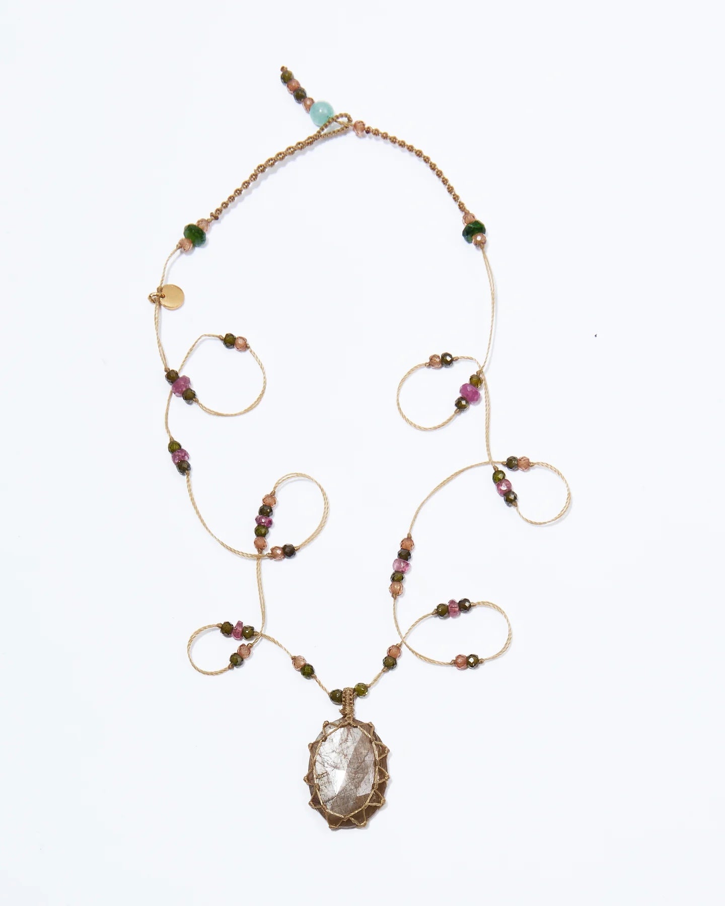 Collier Court Tibétain Corundum Saphir - Mix Tourmaline, Sharing