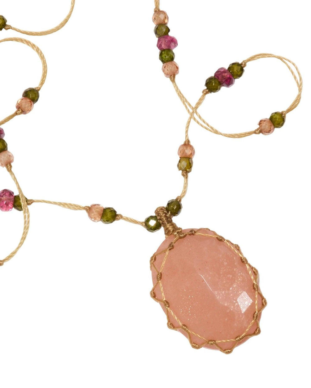 Collier Tibétain court, Peach Moon Stone, Sharing
