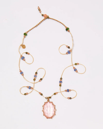 Collier Court Tibétain Morganite Dublet - Mix Saphir, Sharing 