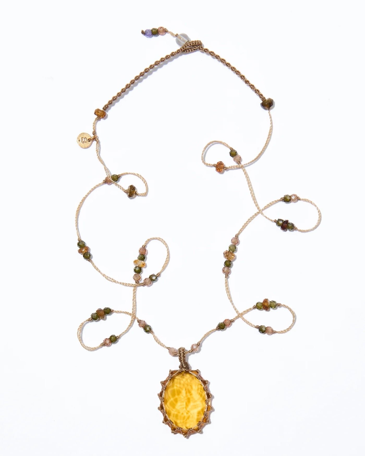 Collier Court Tibétain Citrine - Mix Tourmaline Rose, Sharing