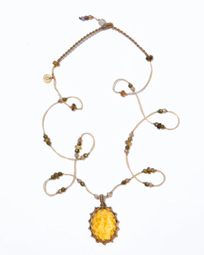 Collier Court Tibétain Citrine - Mix Tourmaline Rose, Sharing