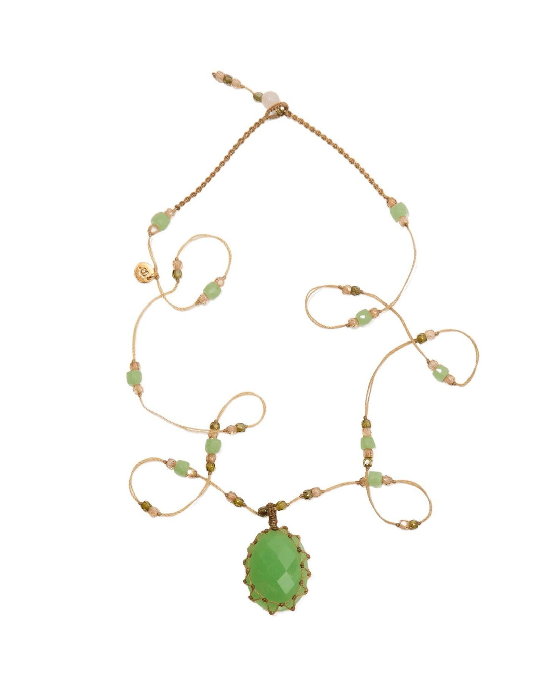 Collier Tibétain court, Chrysoprase, sharing