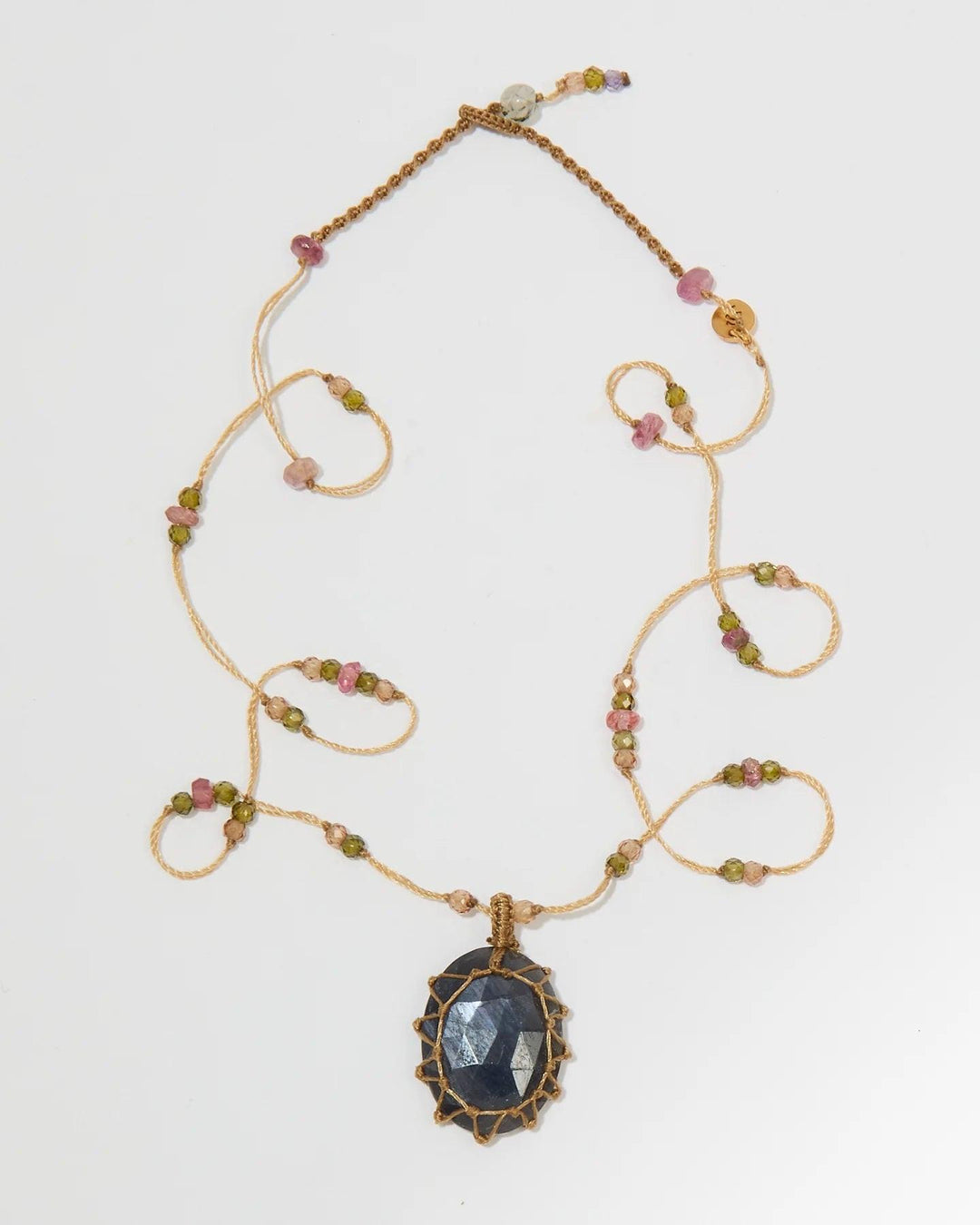 Collier Court Tibétain Corundum Saphir Bleu - Mix Tourmaline, Sharing