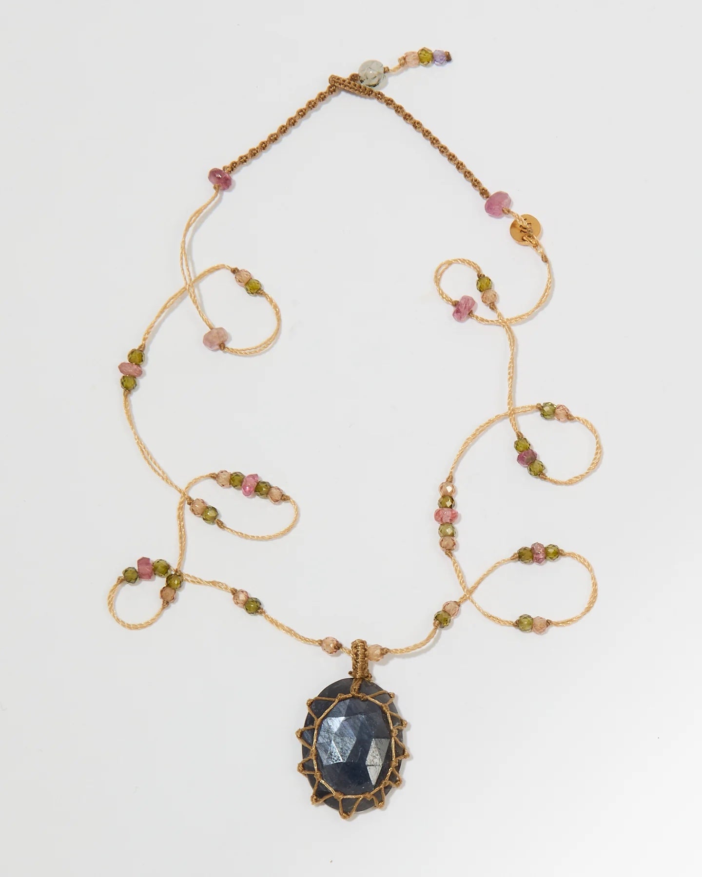 Collier Court Tibétain Corundum Saphir Bleu - Mix Tourmaline, Sharing