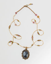 Collier Court Tibétain Corundum Saphir Bleu - Mix Tourmaline, Sharing