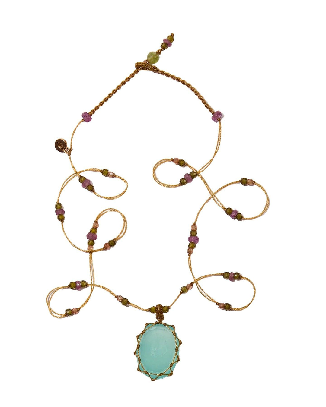Détail perles collier Sharing calcédoine bleue