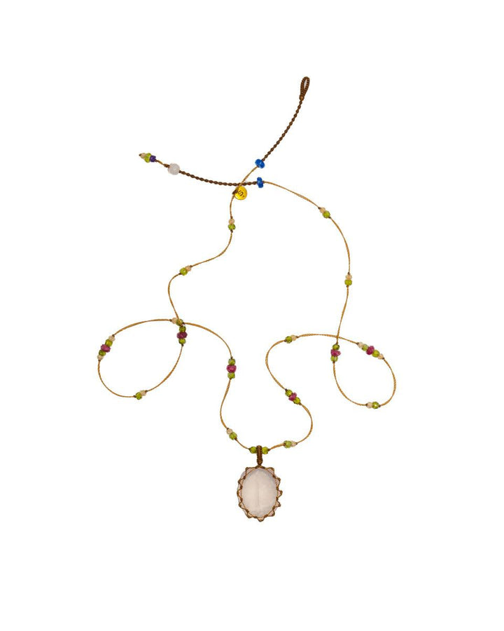 Collier Tibétain court, quartz rose, Sharing