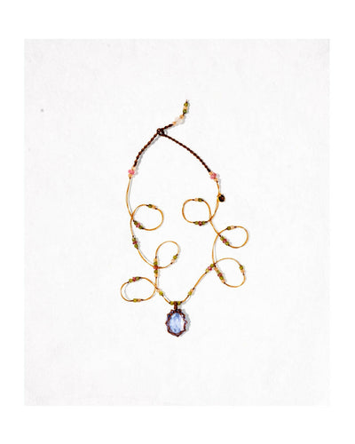 Collier Tibétain court, Fluorite bleu, Sharing