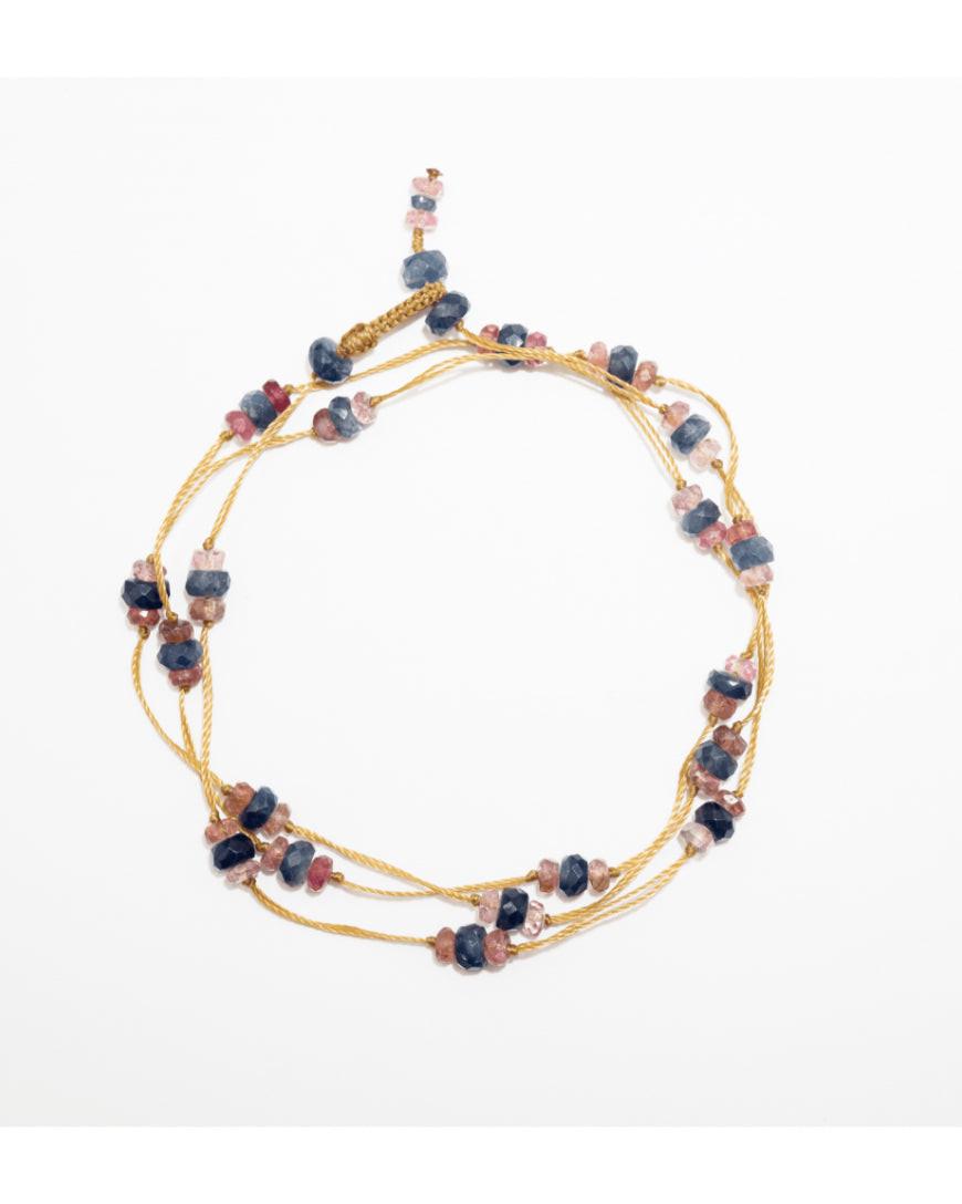 Collier Loupy duo, Corrundum bleu/Tourmaline rose, Sharing