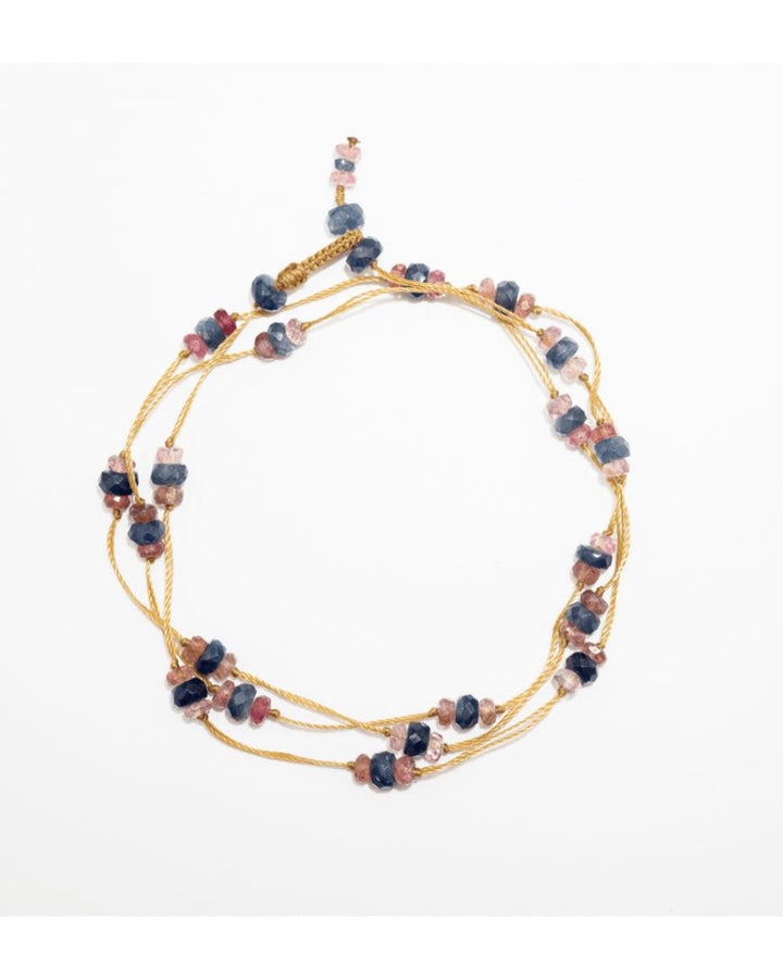 Collier Loupy duo, Corrundum bleu/Tourmaline rose, Sharing
