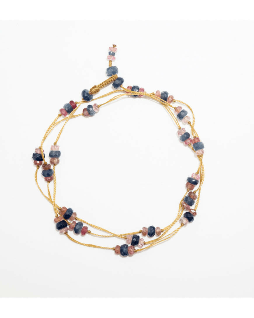 Collier Loupy duo, Corrundum bleu/Tourmaline rose, Sharing