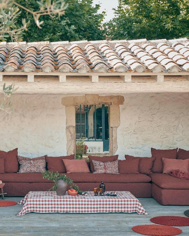 Coussin Vice Versa Toile In & Outdoor Bogolan, Argile, Maison de Vacances