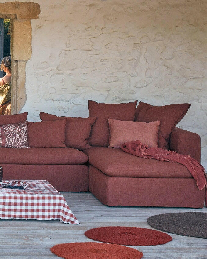 Plaid Vice Versa Crépon de Lin Lavé, Argile