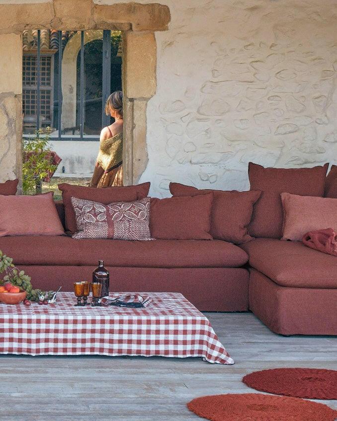 Coussin Vice Versa Toile In & Outdoor Bogolan, Argile, Maison de Vacances