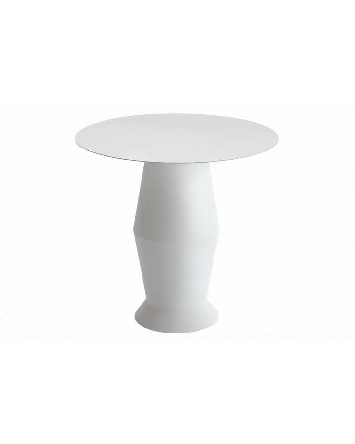 Table Upside Ronde Acier Peint Texturé, Blanc.