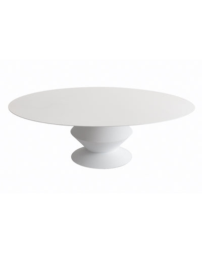 Table Basse upside Ovale Acier Peint Texturé Blanc M, Maison de Vacances