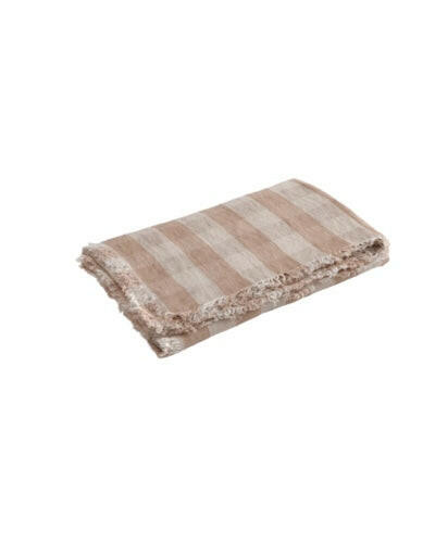 Plaid Vice Versa Fringed Washed Linen Vichy Cottage, Nude