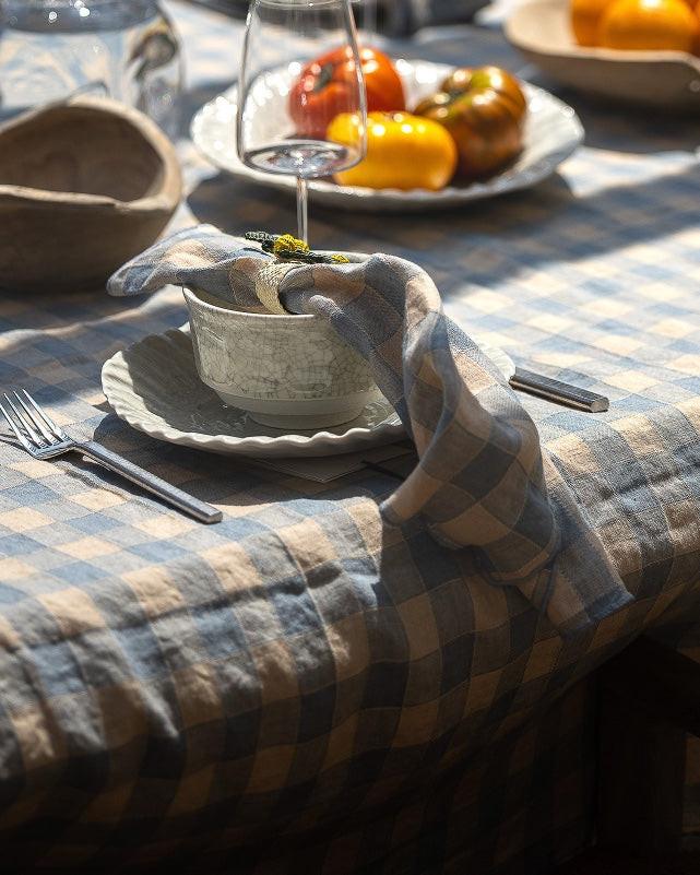 Nappe Bourdon Toile Vintage Vichy, Nuage