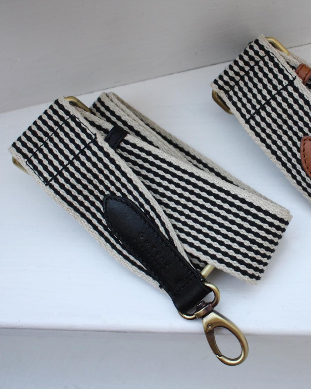 Bandoulière Carreaux Noir & Blanc, Cuir Noir.