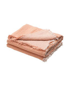 Vice Versa fringed throw in crumpled washed linen, Khaki / Frosted
