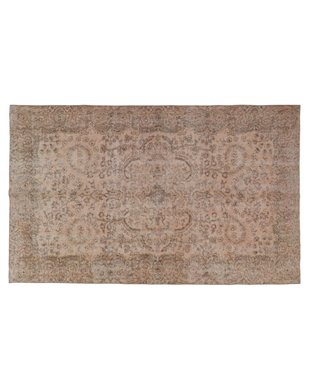 Tapis vintage laine 158x265 cm – Nuances sable et brun chaud, légèrement rosés