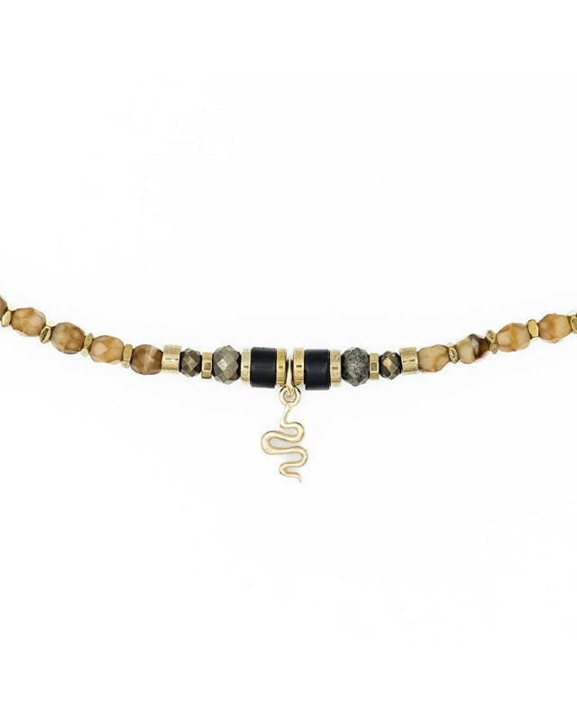 ANA 3-Wrap Necklace and Bracelet - Caramel
