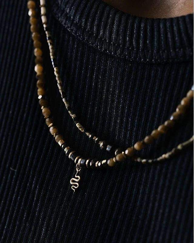 Collier et Bracelet 3 tours,  ANA - Caramel